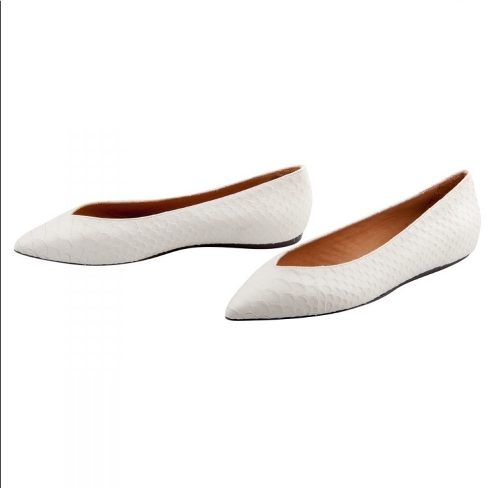 • BUY NOW • Isabel Marant Python Embossed Leather Plumy Pointed Toe Flats, Sz 36